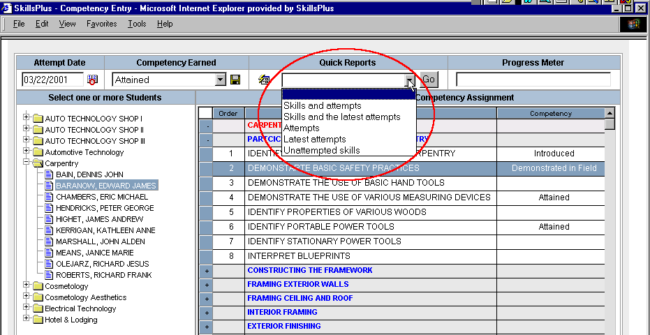 Select Quick Report